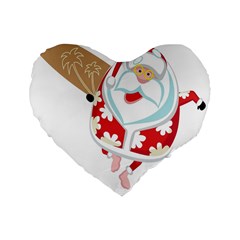 Surfing Christmas Santa Claus Standard 16  Premium Heart Shape Cushions