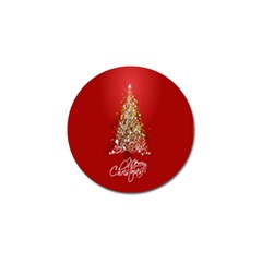 Tree Merry Christmas Red Star Golf Ball Marker