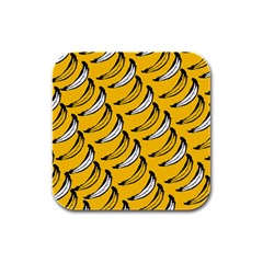 Fruit Bananas Yellow Orange White Rubber Square Coaster (4 Pack)  by Alisyart