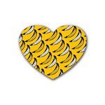 Fruit Bananas Yellow Orange White Rubber Coaster (Heart)  Front