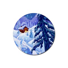 Christmas Wooden Snow Rubber Coaster (round)  by Alisyart