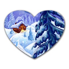 Christmas Wooden Snow Heart Mousepads by Alisyart