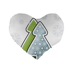 Tree Spruce Xmasts Cool Snow Standard 16  Premium Flano Heart Shape Cushions by Alisyart