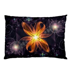 Beautiful Orange Star Lily Fractal Flower At Night Pillow Case (two Sides) by jayaprime