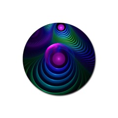 Beautiful Rainbow Marble Fractals In Hyperspace Rubber Coaster (round)  by jayaprime
