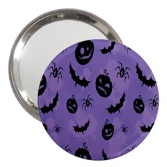 Halloween Pumpkin Bat Spider Purple Black Ghost Smile 3  Handbag Mirrors