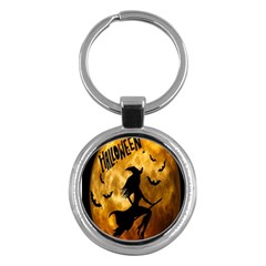 Halloween Wicked Witch Bat Moon Night Key Chains (round) 