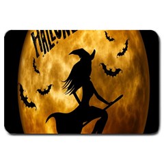 Halloween Wicked Witch Bat Moon Night Large Doormat  by Alisyart