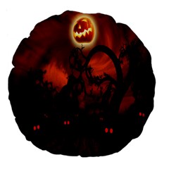 Halloween Pumpkins Tree Night Black Eye Jungle Moon Large 18  Premium Flano Round Cushions by Alisyart