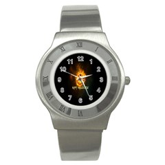 Happy Halloween Pumpkins Face Smile Face Ghost Night Stainless Steel Watch by Alisyart