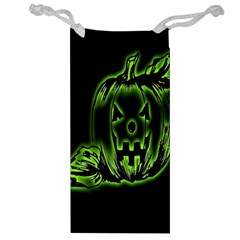 Pumpkin Black Halloween Neon Green Face Mask Smile Jewelry Bag by Alisyart