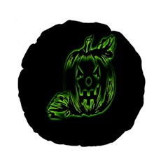 Pumpkin Black Halloween Neon Green Face Mask Smile Standard 15  Premium Flano Round Cushions