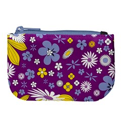 Floral Flowers Large Coin Purse by Celenk