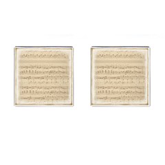 Vintage Beige Music Notes Cufflinks (square) by Celenk