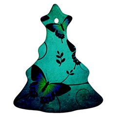 Texture Butterflies Background Christmas Tree Ornament (two Sides) by Celenk