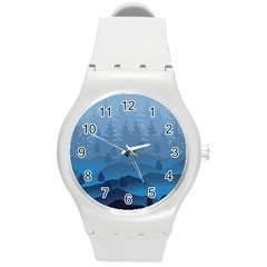 Blue Mountain Round Plastic Sport Watch (m) by berwies