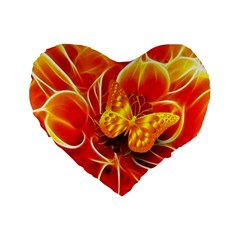 Arrangement Butterfly Aesthetics Orange Background Standard 16  Premium Flano Heart Shape Cushions by Celenk