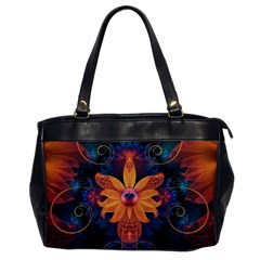 Beautiful Fiery Orange & Blue Fractal Orchid Flower Office Handbags by jayaprime
