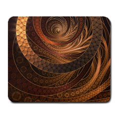 Brown, Bronze, Wicker, And Rattan Fractal Circles Large Mousepads by jayaprime