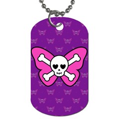 Cute Butterfly Skull Dog Tag (two-sided)  by Ellador