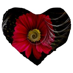 Fantasy Flower Fractal Blossom Large 19  Premium Flano Heart Shape Cushions by Celenk