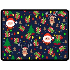 Santa And Rudolph Pattern Fleece Blanket (large)  by Valentinaart
