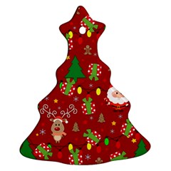 Santa And Rudolph Pattern Ornament (christmas Tree)  by Valentinaart