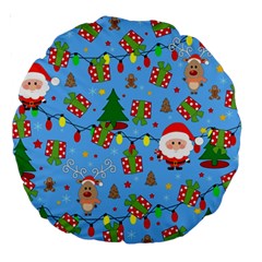 Santa And Rudolph Pattern Large 18  Premium Round Cushions by Valentinaart