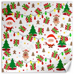 Santa And Rudolph Pattern Canvas 12  X 12   by Valentinaart