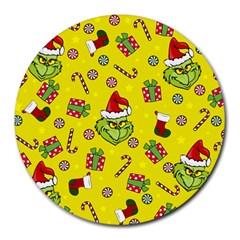 Grinch Pattern Round Mousepads by Valentinaart