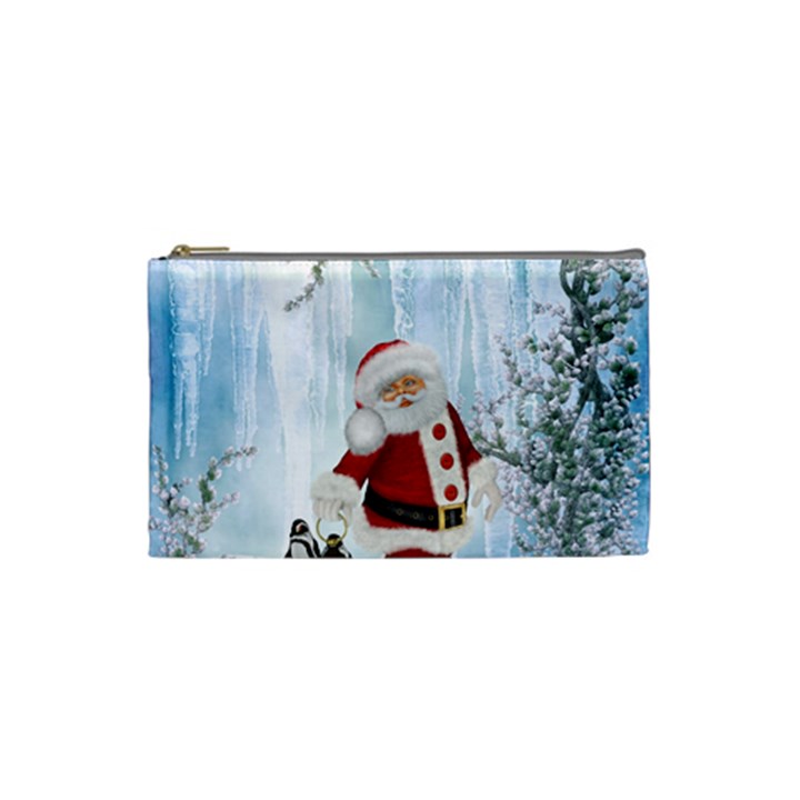 Santa Claus With Funny Penguin Cosmetic Bag (Small) 