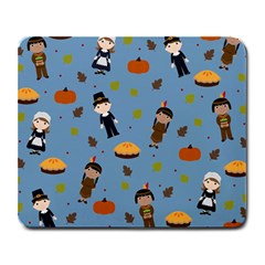 Pilgrims And Indians Pattern - Thanksgiving Large Mousepads by Valentinaart