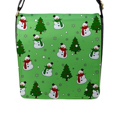 Snowman Pattern Flap Messenger Bag (l)  by Valentinaart