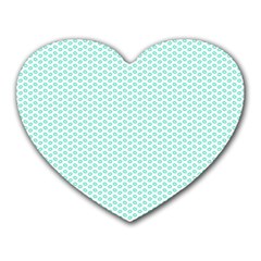 Tiffany Aqua Blue Lipstick Kisses On White Heart Mousepads by PodArtist