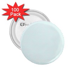 Tiffany Aqua Blue Candy Polkadot Hearts On White 2 25  Buttons (100 Pack)  by PodArtist