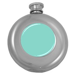 Tiffany Aqua Blue Puffy Quilted Pattern Round Hip Flask (5 Oz) by PodArtist