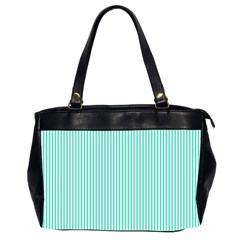 Classy Tiffany Aqua Blue Sailor Stripes Office Handbags (2 Sides)  by PodArtist