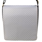 Bright White Stitched and Quilted Pattern Flap Messenger Bag (S)
