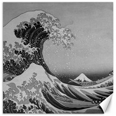 Black And White Japanese Great Wave Off Kanagawa By Hokusai Canvas 12  X 12   by PodArtist