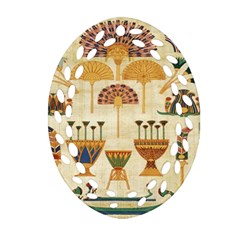 Egyptian Paper Papyrus Hieroglyphs Oval Filigree Ornament (two Sides) by Celenk
