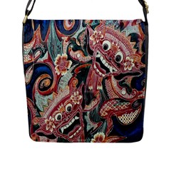 Indonesia Bali Batik Fabric Flap Messenger Bag (l)  by Celenk