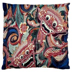 Indonesia Bali Batik Fabric Large Flano Cushion Case (two Sides) by Celenk