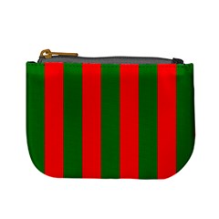 Wide Red And Green Christmas Cabana Stripes Mini Coin Purses by PodArtist