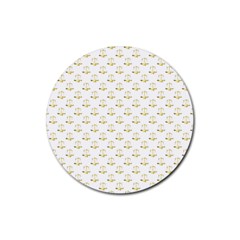 Gold Scales Of Justice On White Repeat Pattern All Over Print Rubber Round Coaster (4 Pack)  by PodArtist