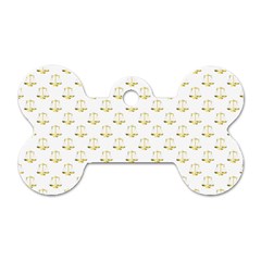 Gold Scales Of Justice On White Repeat Pattern All Over Print Dog Tag Bone (two Sides) by PodArtist