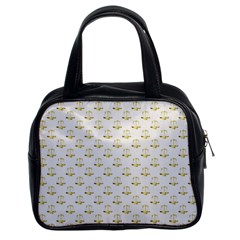 Gold Scales Of Justice On White Repeat Pattern All Over Print Classic Handbags (2 Sides) by PodArtist