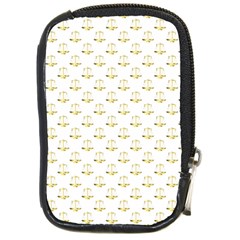 Gold Scales Of Justice On White Repeat Pattern All Over Print Compact Camera Cases by PodArtist