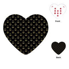 Gold Scales Of Justice On Black Repeat Pattern All Over Print  Playing Cards (heart)  by PodArtist