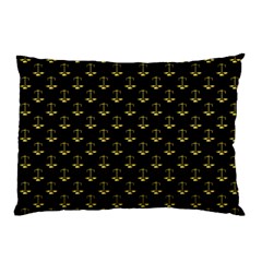 Gold Scales Of Justice On Black Repeat Pattern All Over Print  Pillow Case by PodArtist