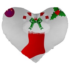 Christmas Stocking Large 19  Premium Flano Heart Shape Cushions by christmastore